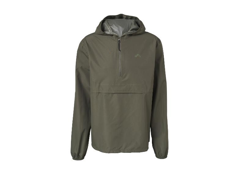 Khakifarbener Herren-Anorak mit Kapuze und kurzem Reißverschluss.