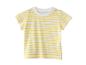 Kurzärmeliges Baby-T-Shirt mit gelb-weißen Streifen.