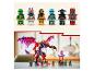 Lego Ninjago Minifiguren und ein großer rot-violetter Drache mit einer Kettenstruktur.