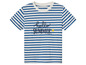 Blau-weiß gestreiftes T-Shirt mit dem Schriftzug 'Hello Summer'