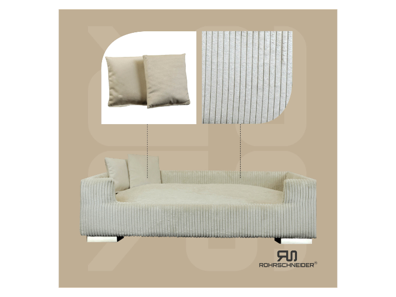 Rohrscheider Hundebett und Kissen, beige Cord.