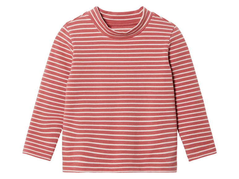 Ein gestreiftes, rosafarbenes Langarmshirt.