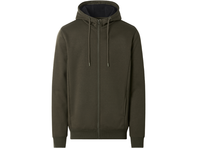 Herren olivgrüner Kapuzenpullover mit Reißverschluss
