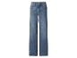 Blaue Jeans mit hoher Taille und weitem Bein.