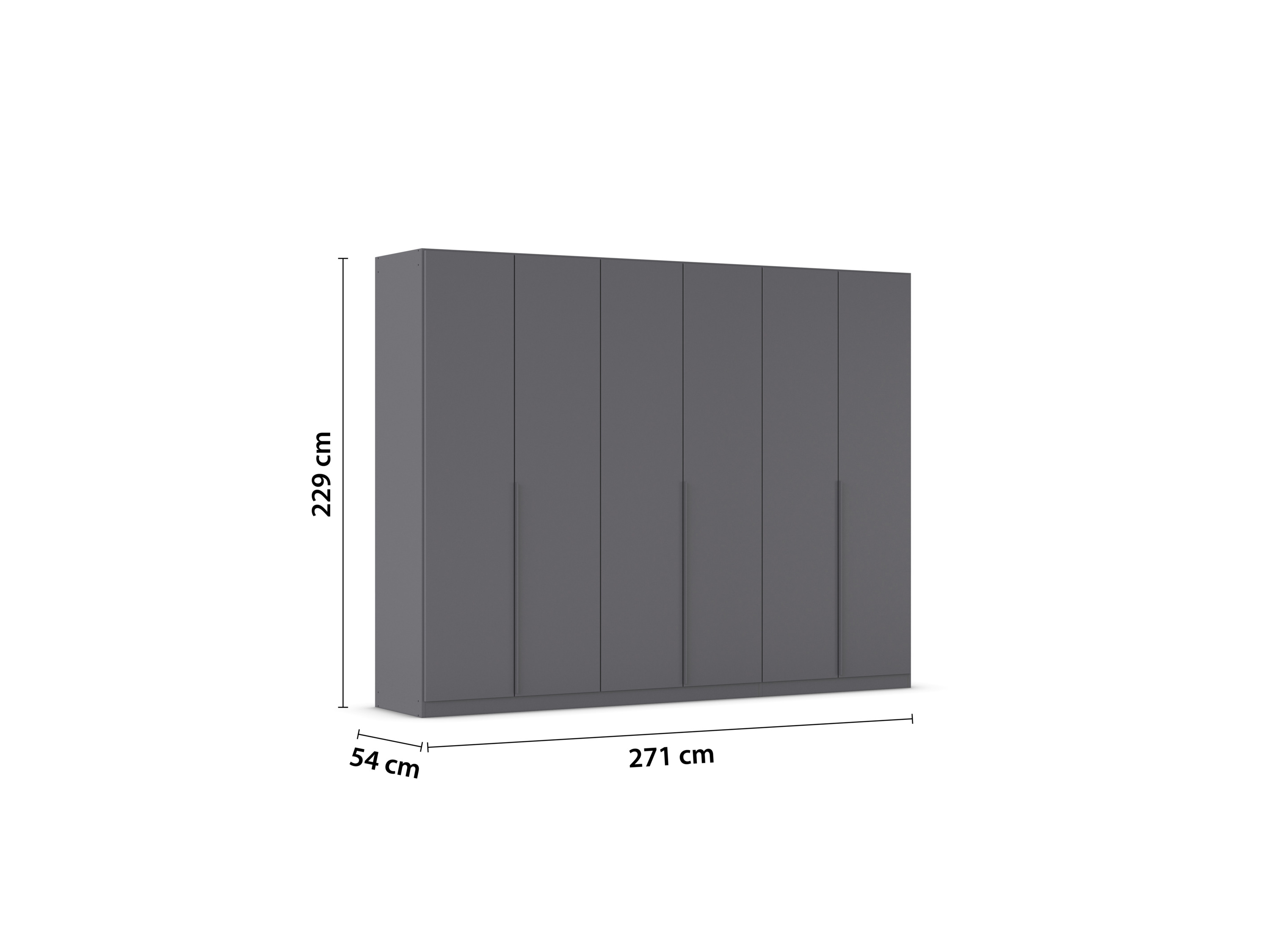RAUCH ORANGE Drehtürenschrank Alabama (Premium-Zubehör, Graumetallic, Griffe Grau, 271 x 229 cm) – Bild 4 von 4
