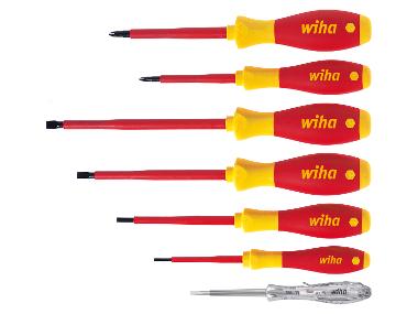 WIHA Schraubendreher Set »SoftFinish® electric Schlitz«, 7-teilig