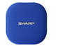 Ein blauer tragbarer Bluetooth-Lautsprecher von Sharp.
