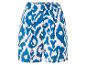 Blaue Shorts mit Leopardenmuster.