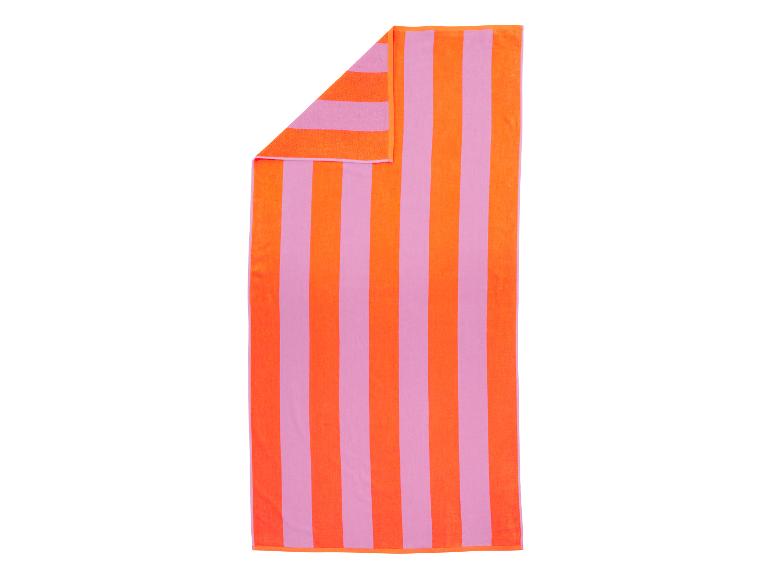 Orange-lila gestreiftes Strandtuch