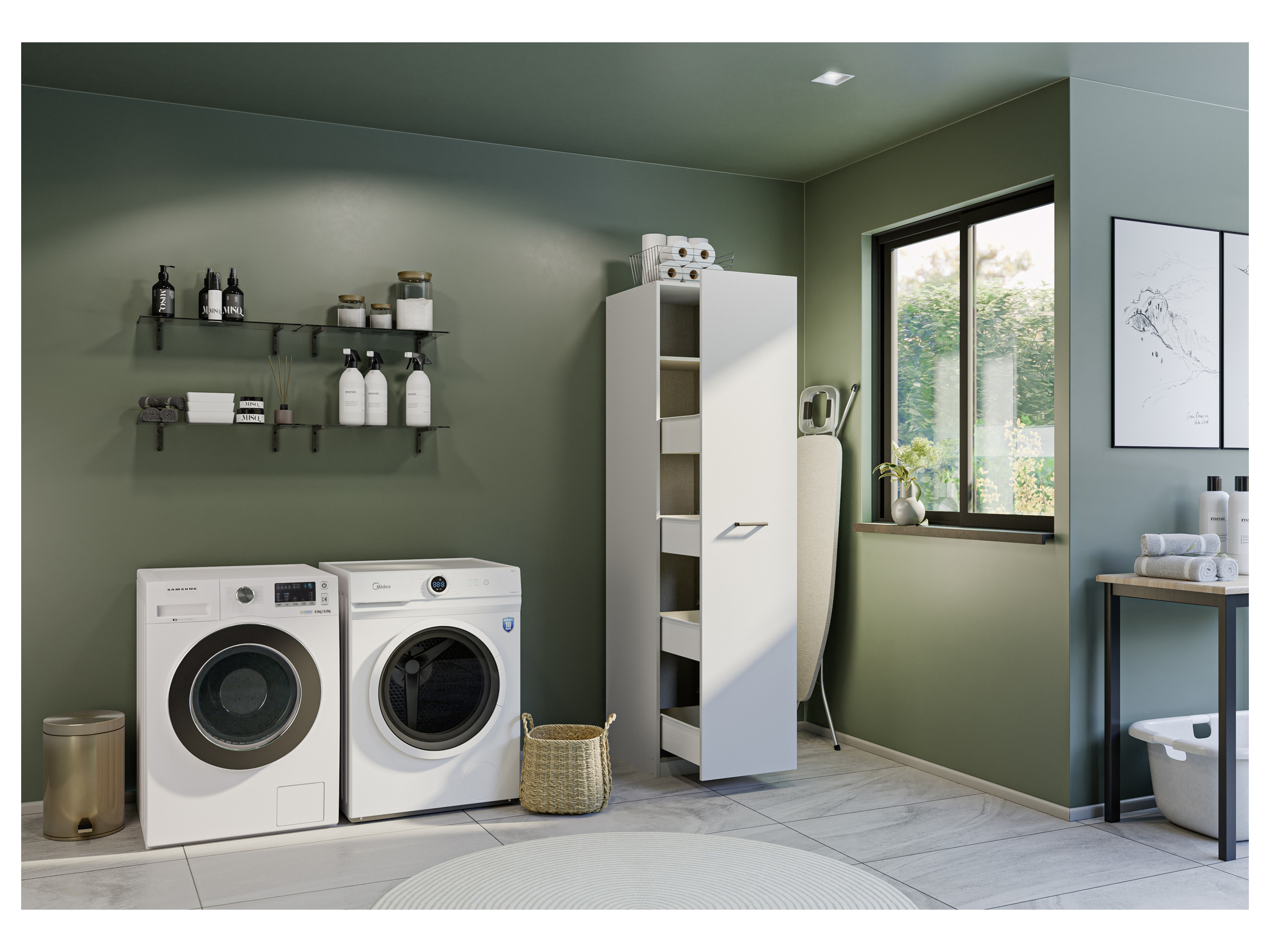 Thumbnail - rauch BLUE Allrounder, Grundelement Vorratsschrank mit Auszug (nur Vorratsschrank mit Auszug, Alpinweiß)