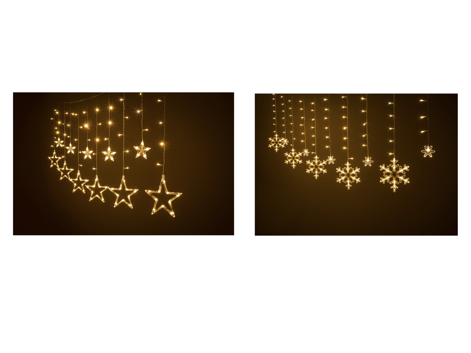 LIVARNO® LED-Lichtervorhang mit dekorativen Sternen/Schneeflocken