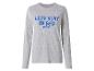 Graues Langarmshirt mit dem Text „LETS STAY IN BED (FOREVER)“.