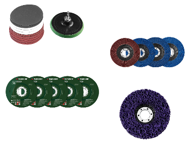 PARKSIDE® Fächerscheiben-Set / Klettschleifteller mit Schleifpapier-Set / Reinigungsscheibe / Schruppscheiben-Set