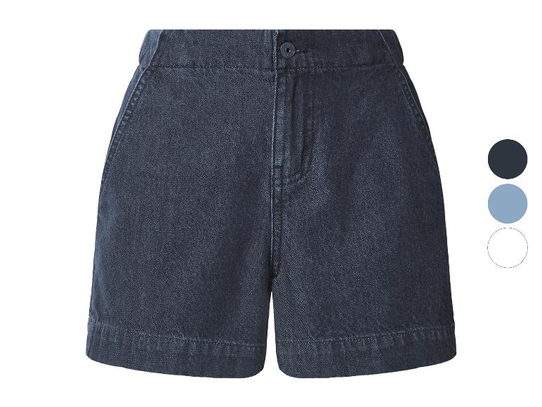 Dunkelblaue Damen-Jeansshorts mit Knopf und Taschen