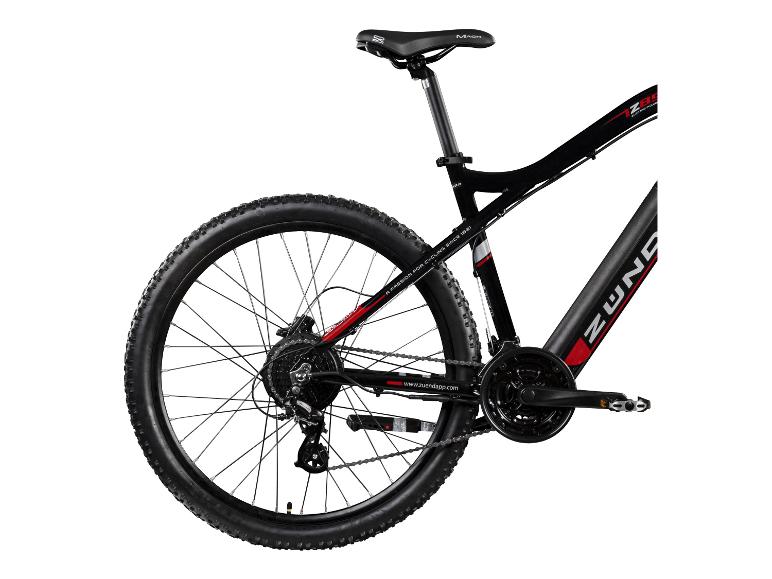 Zündapp Mountainbike mit schwarzen Reifen und roten Akzenten.