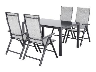 LIVARNO® Alu-Set »Houston«, 5-teilig - Standardtisch & 4 Klappsessel, hellgrau-meliert