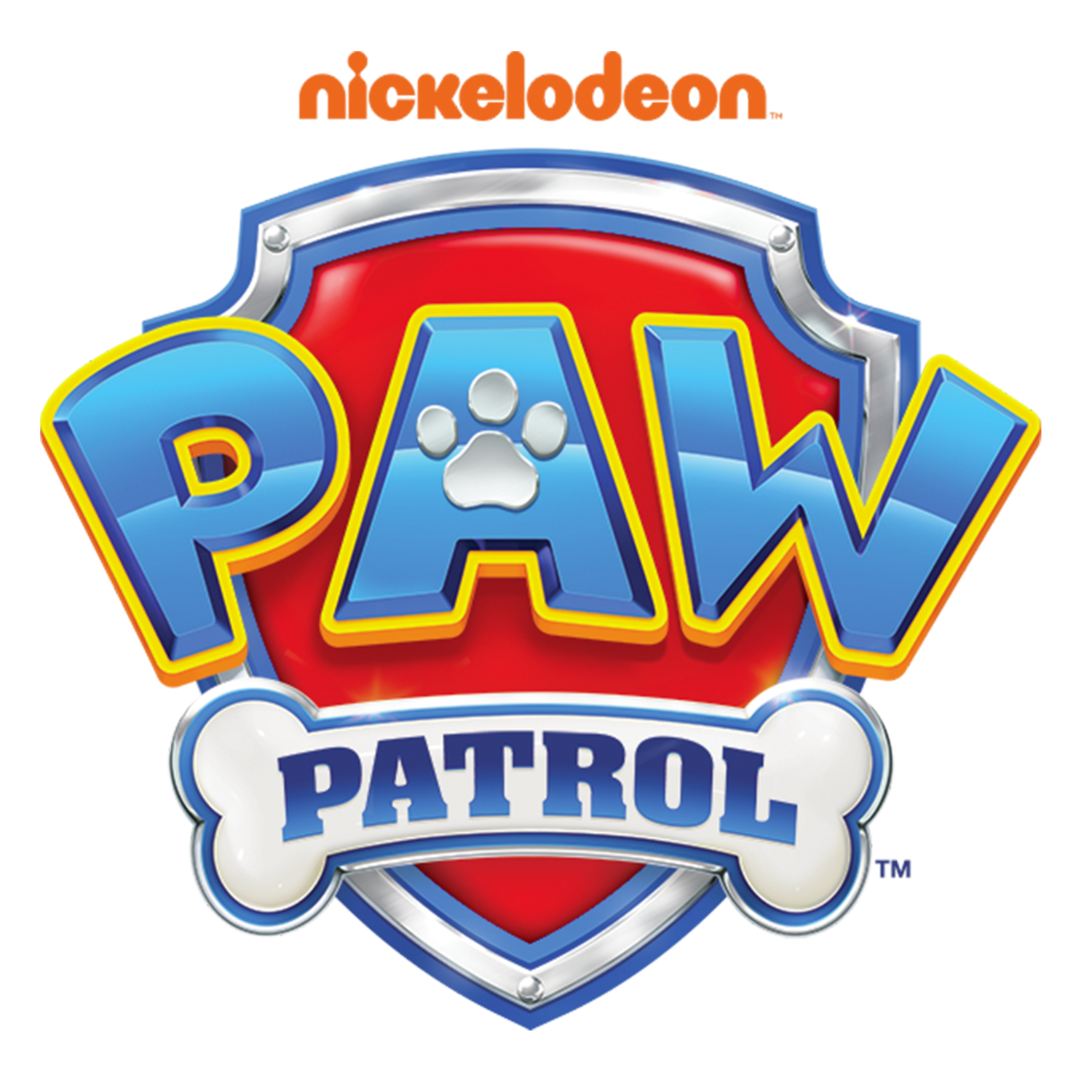 Emblem mit dem Text „PAW PATROL“ und einem Pfotenabdruck.