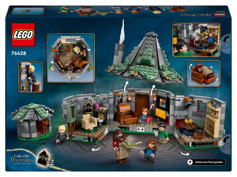LEGO Harry Potter 76428 Set mit Hagrids Hütte, Charakteren und verschiedenen Spielfunktionen.
