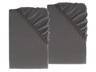 LIVARNO HOME Perkal-Spannbettlaken, 2 Stück, 90-100 x 200 cm (anthrazit)