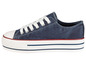 Blaue Canvas-Sneakers mit Plateau-Sohle.