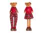 Zwei dekorative Teddybären mit ausziehbaren Beinen, gekleidet in Rot und Karo.