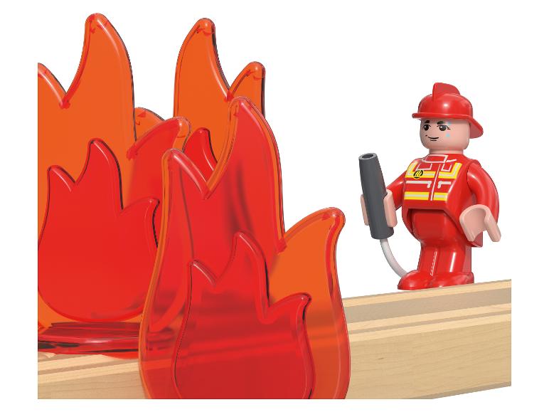 Feuerwehrmann- und Flammenfiguren zum Spielen mit Feuer.