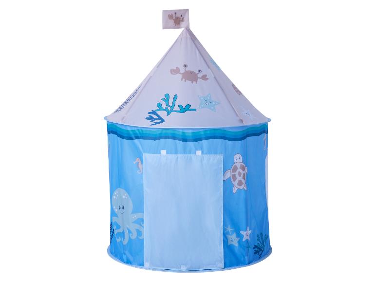 Blaues Spielzelt mit Meerestieren und Korallendesign