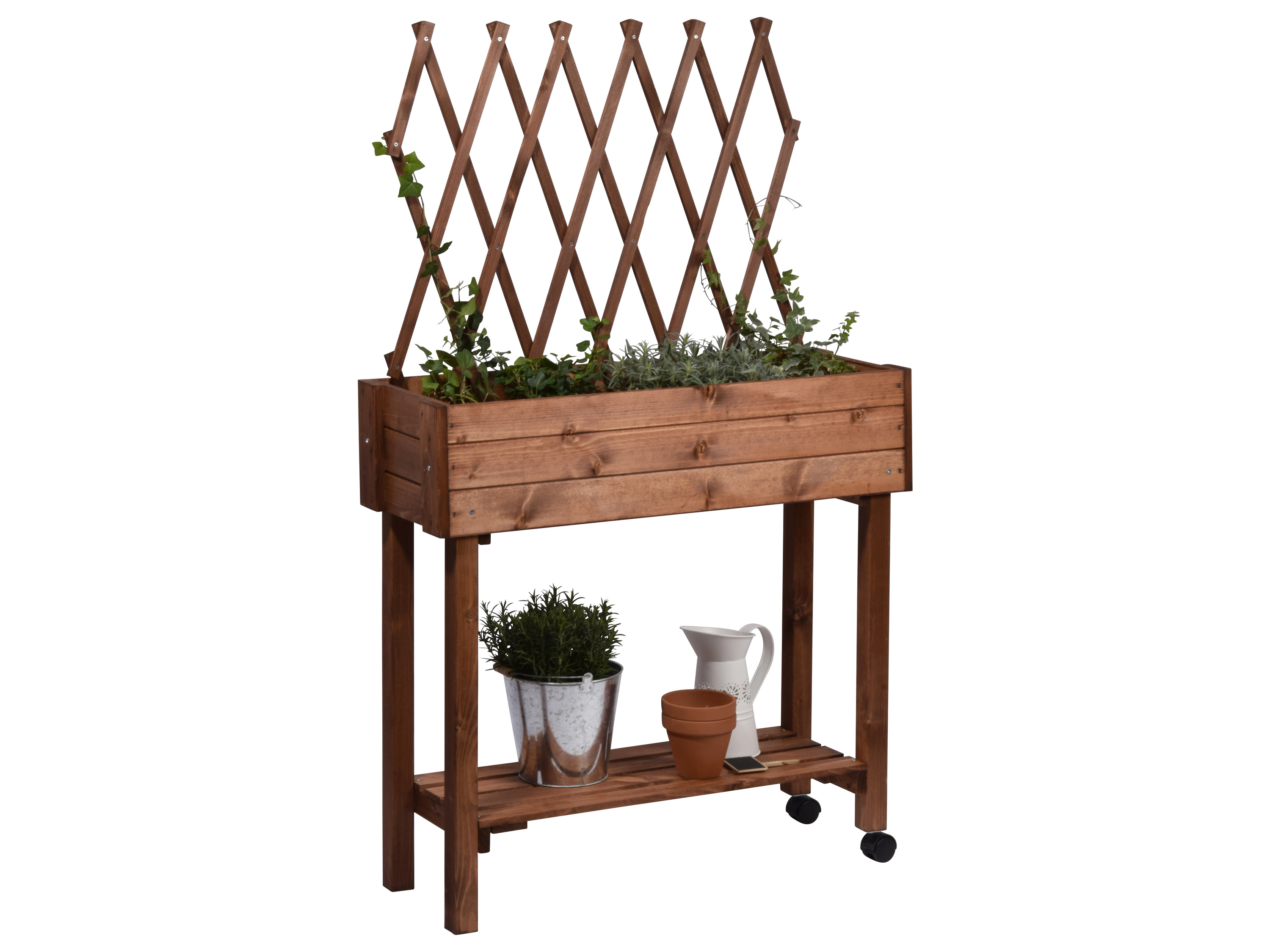 Thumbnail - dobar Rollbares Hochbeet mit Rankgitter (Braun)