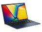 Blauer Laptop mit farbigem Bildschirm und Ziffernblock