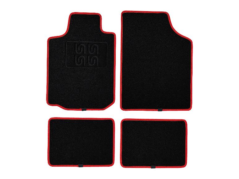 Schwarze Automatten mit rotem Rand.