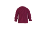 Dunkelroter Langarmpullover, Rückansicht.