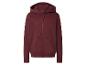 Burgunderfarbener Kapuzenpullover mit Reißverschluss und Taschen.