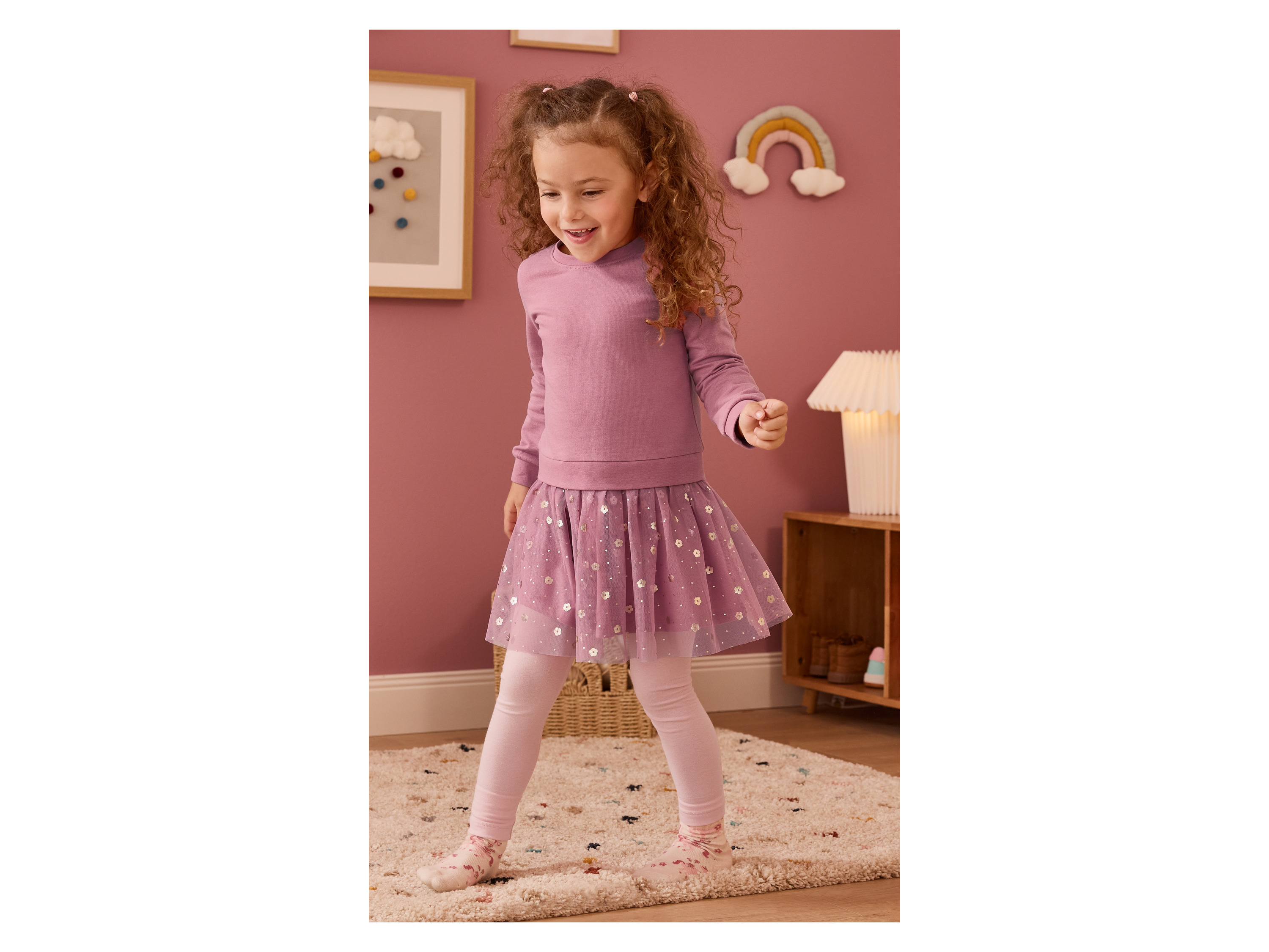 Thumbnail - lupilu® Kleinkinder Mädchen Sweatkleid mit Tüll (Rosa, 122/128)