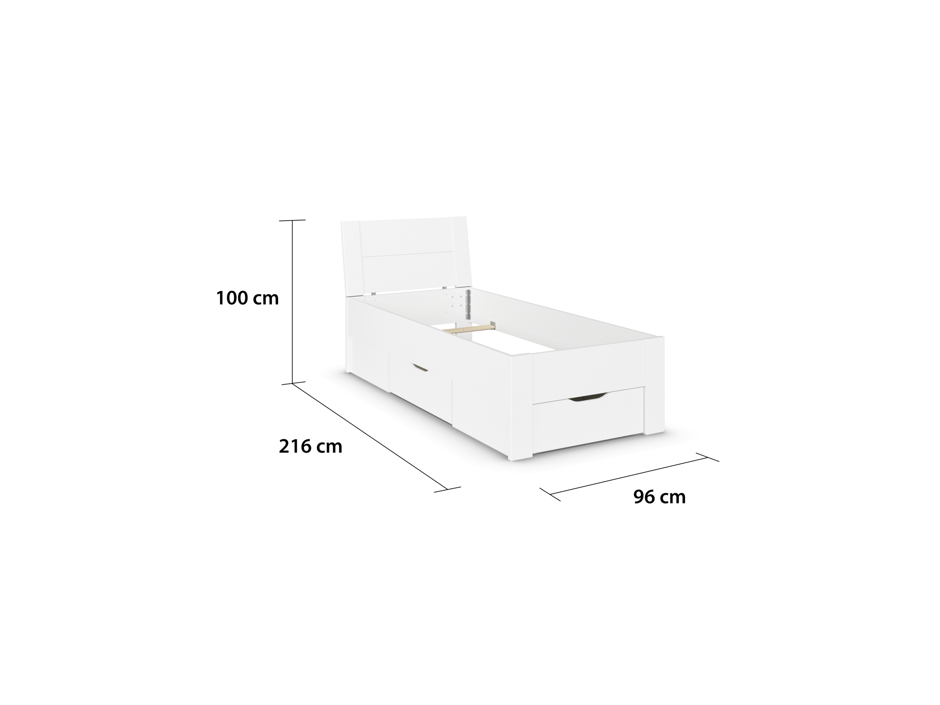 RAUCH ORANGE Aditio Beds Bett mit Unterbau (Liegefläche 90 cm, Weiß, Breite 96 cm / Höhe 100 cm) – Bild 3 von 4
