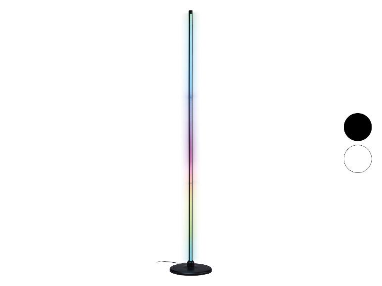 Farbige LED-Stehlampe mit schwarzem Sockel