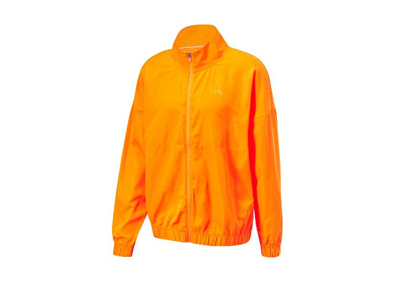 Orangefarbene Reißverschlussjacke, Sportstyle.