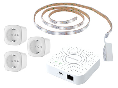 SILVERCREST® Zigbee Smart Home Starter Set, Gateway + 3 x Zwischenstecker + LED-Band