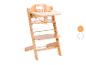 Hochstuhl aus Naturholz mit beigem Tablett und Sicherheitsgurt