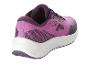 Ein rosa und lila Laufschuh mit weißer Sohle.