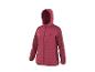 Rot-rosa Steppjacke mit Kapuze und Ärmeln im Fischgrätmuster