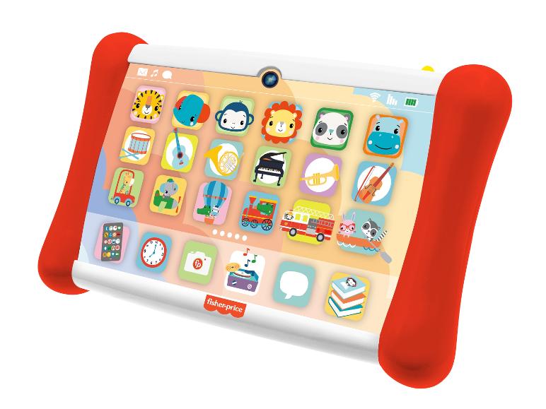 Fisher-Price Lerntablett mit bunten Tier- und App-Symbolen.