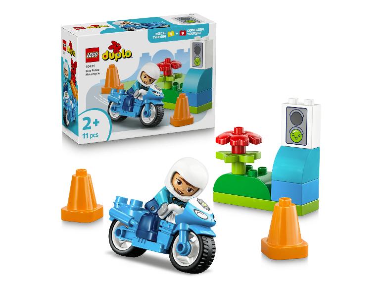LEGO® DUPLO® 10471 Blaues Polizeimotorrad Spielset mit Box, Figur und Bausteinen