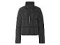 Schwarze, gesteppte Daunenjacke mit Reißverschluss.