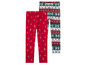 Zwei Paar Weihnachtsleggings mit Rentier- und Weihnachtsbaum-Muster.