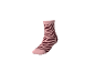 Rosa Socke mit bordeauxrotem Zebramuster.