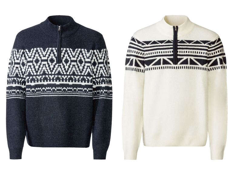 Zwei Strickpullover mit skandinavischem Muster.