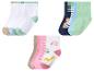 Drei Sets mit je fünf Paar Babysocken in verschiedenen Farben und Mustern.