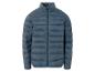 Eine dunkelblaue Steppjacke mit Reißverschluss.