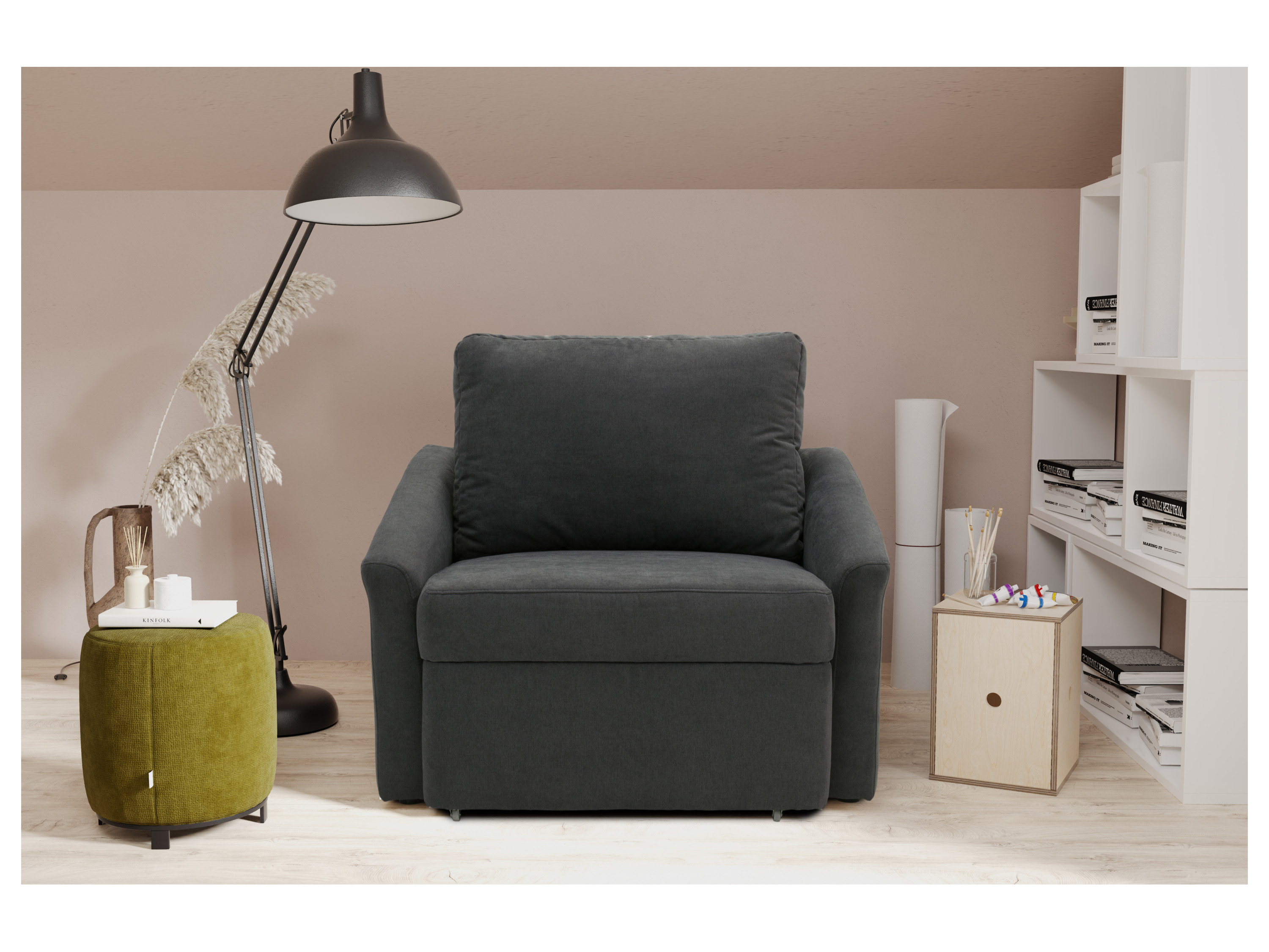 Thumbnail - Domo Schlafsessel »Relax Box«, mit Boxspringfederung (Schlafsessel, 108 x 96 cm, Dunkelgrau)