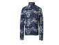 Herren-Sportshirt mit langen Ärmeln und Reißverschluss, mit blau-weißem Camouflage-Muster.